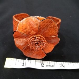 Orange and black python leather bracelet